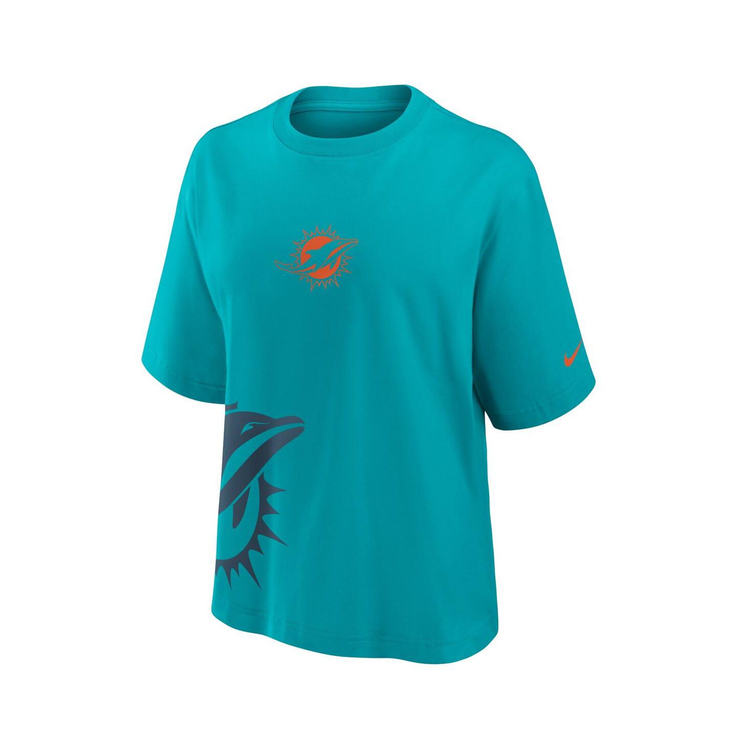 Женская футболка Nike Aqua Miami Dolphins Boxy — фото 2