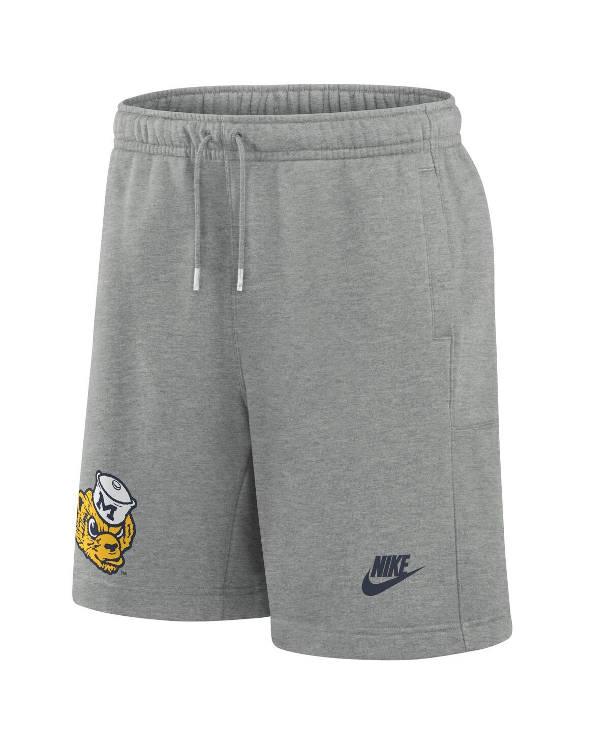 Nike Men's Heather Gray Michigan Wolverines Legacy Essential Fleece Shorts In Heather Gray