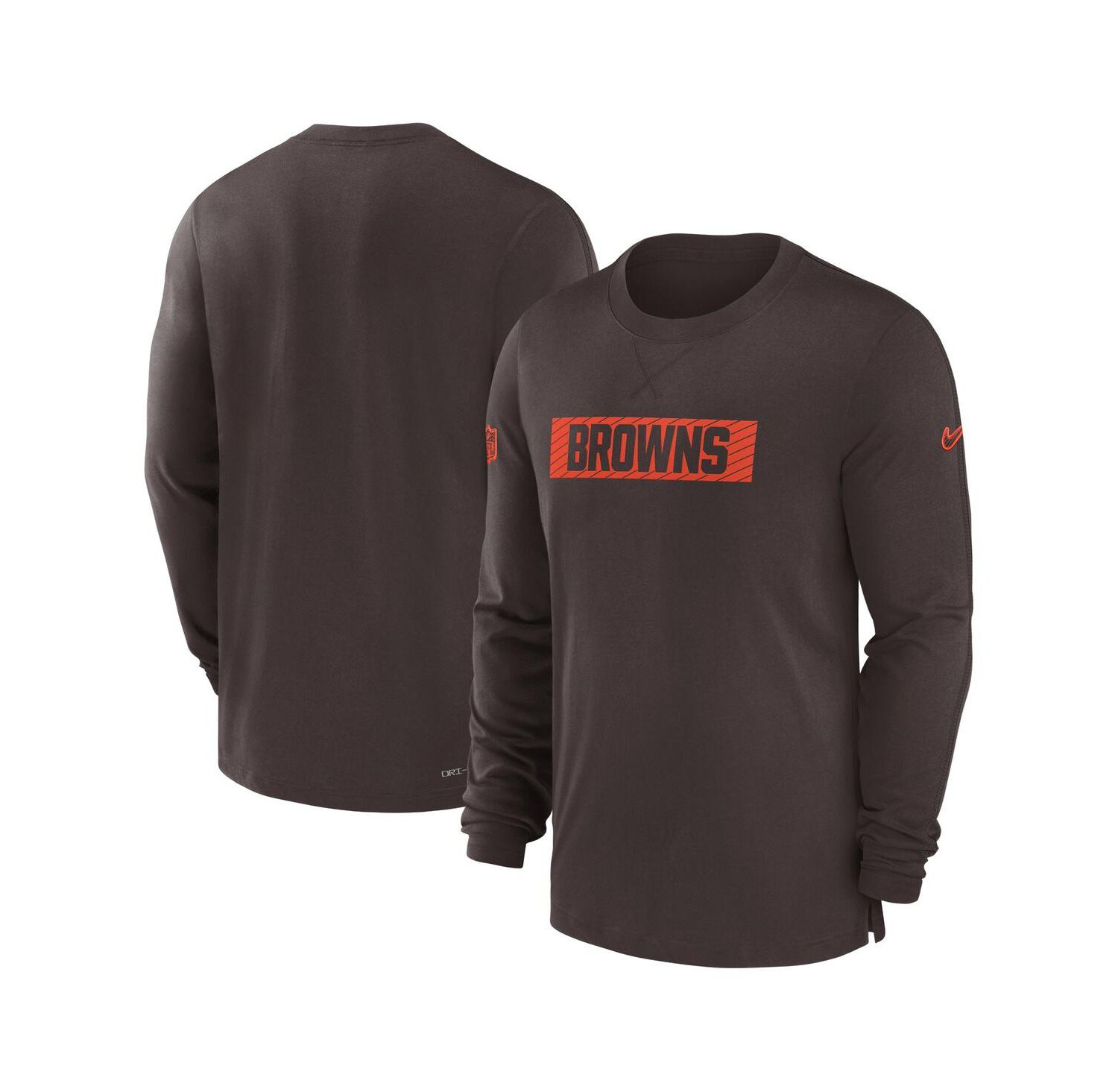 Men's Brown Cleveland Browns Sideline Player Performance Long Sleeve T-Shirt