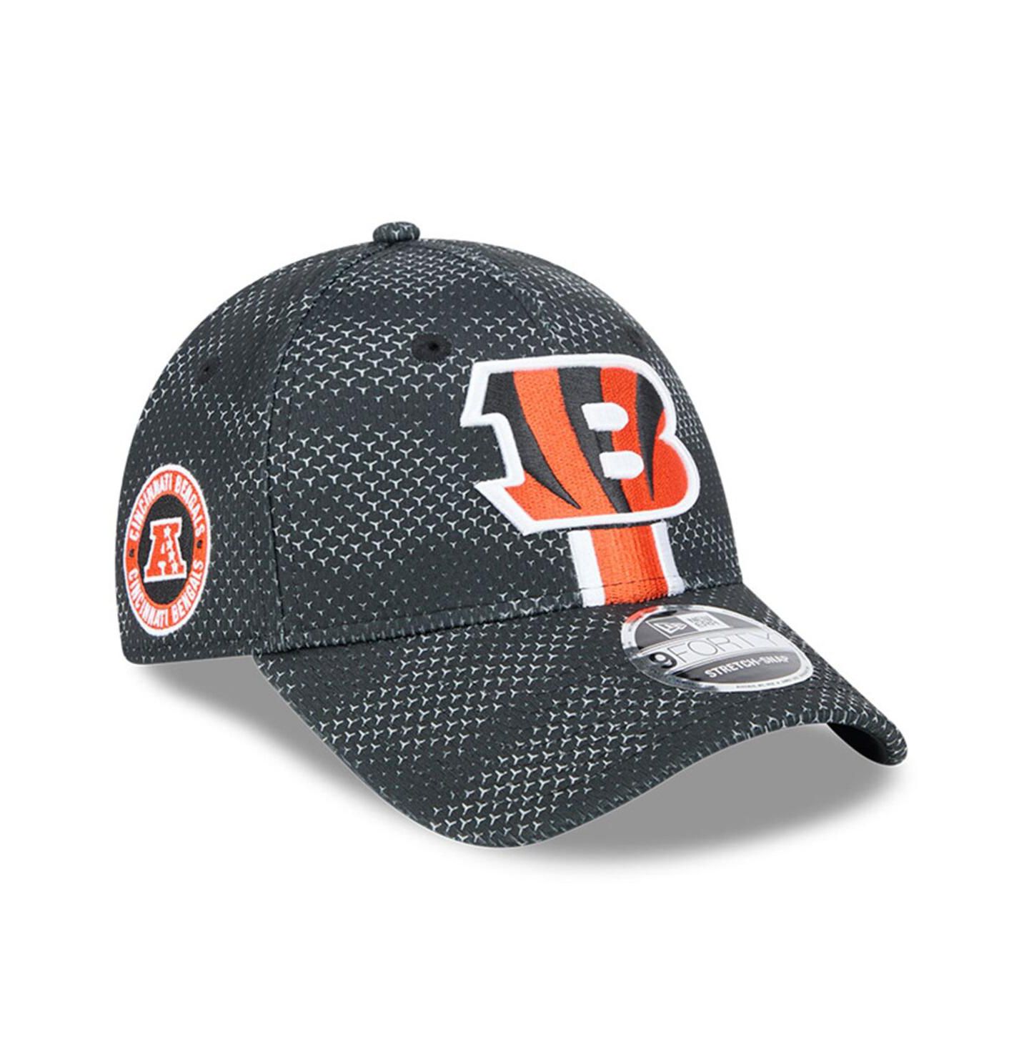 Мужской головной убор New Era Black Cincinnati Bengals 2024 Sideline 9FORTY Stretch-Snap Hat — фото 1