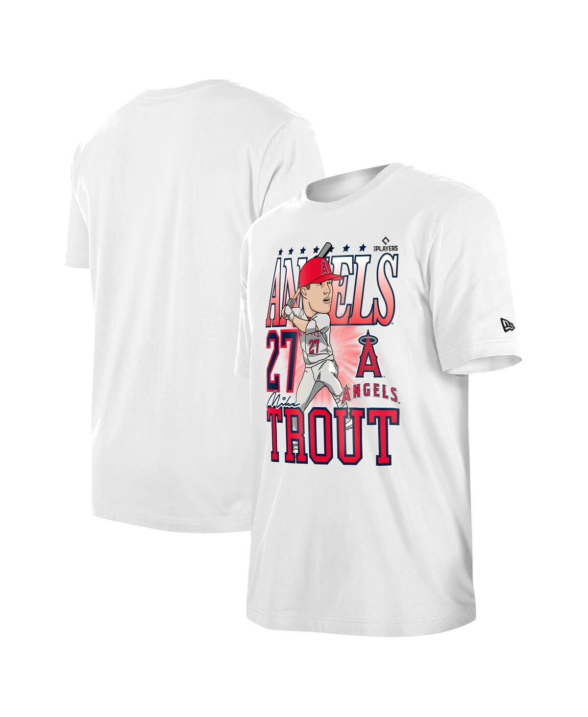 Shop New Era Men's Mike Trout White Los Angeles Angels Caricature T-shirt