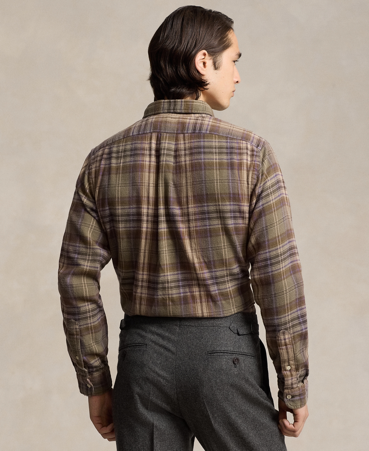 Polo Ralph Lauren Men's Classic-Fit Plaid Brushed Flannel Shirt -Brown