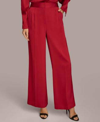 Donna Karan New York - Women's Pleated Satin Wide Leg Pants
