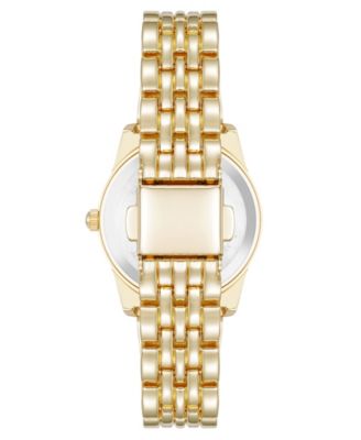 Women's Quartz Casual Coin Edge Gold-Tone Alloy Metal Watch, 26mm