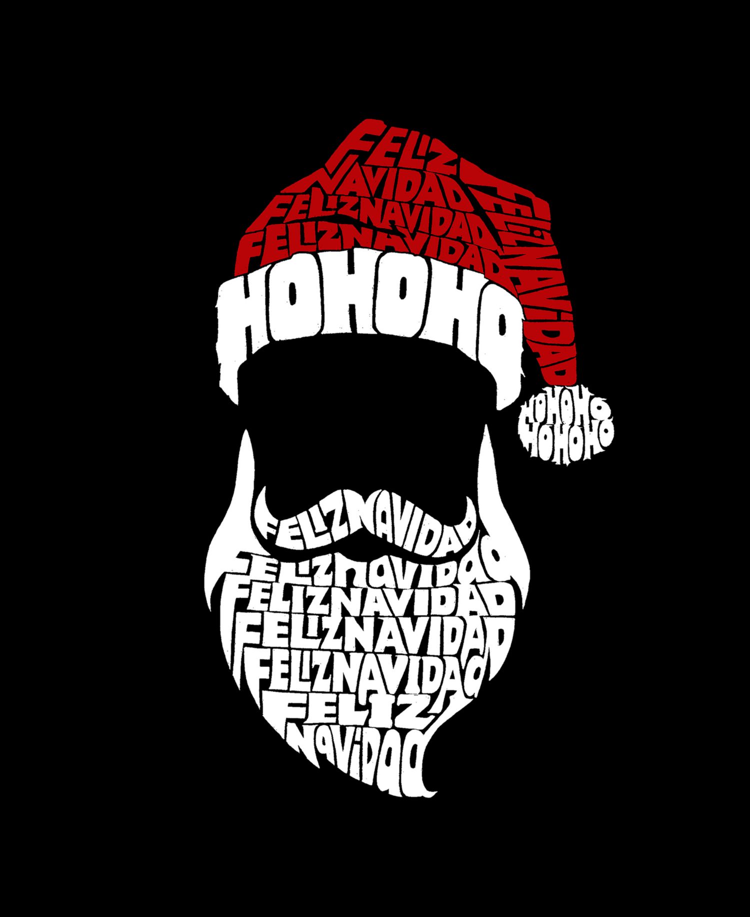 Men's Feliz Navidad Santa Claus Word Art T-Shirt