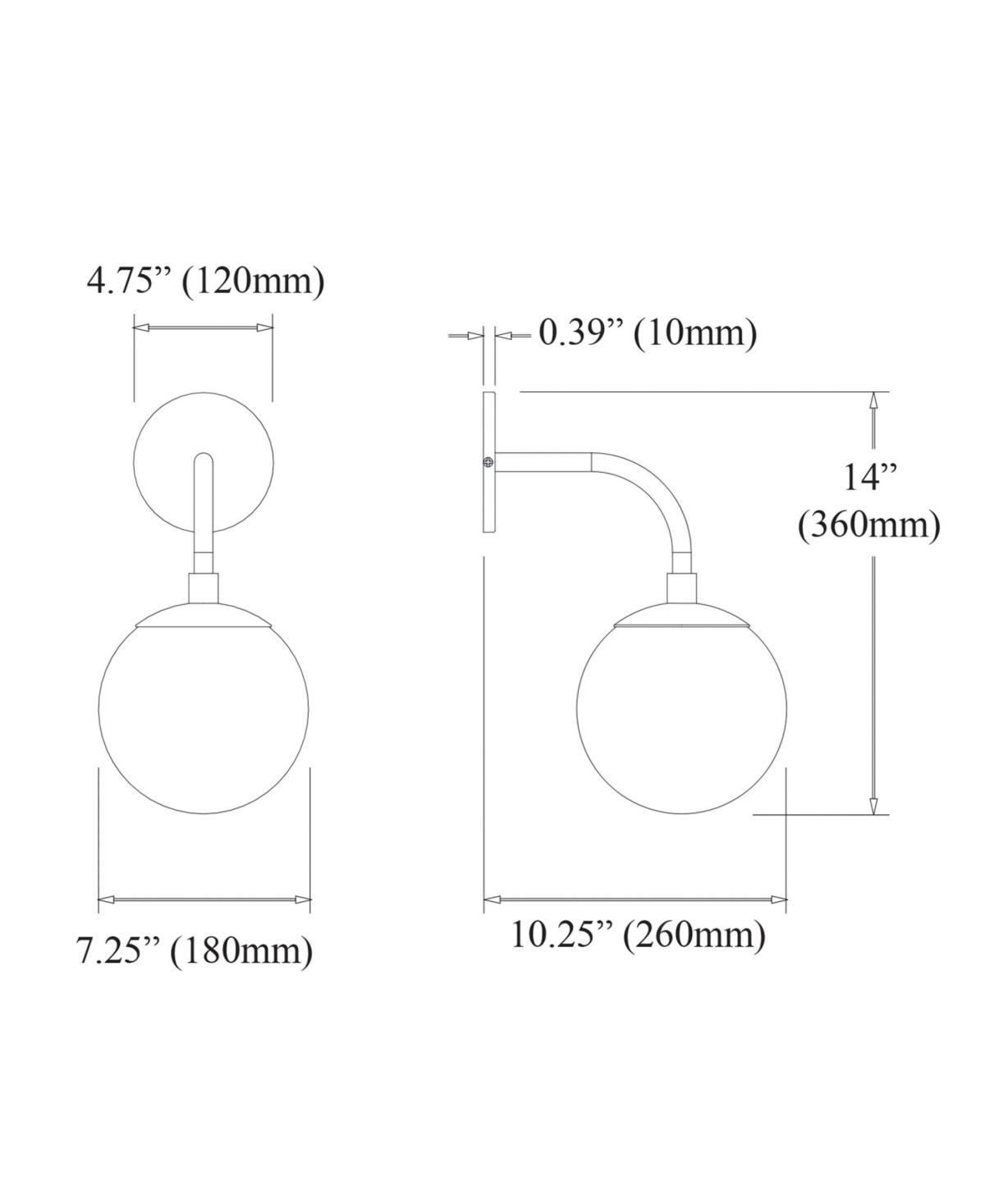 Dainolite Glass, Metal Dayana Down Light Wall Sconce with Glass - Matte Black