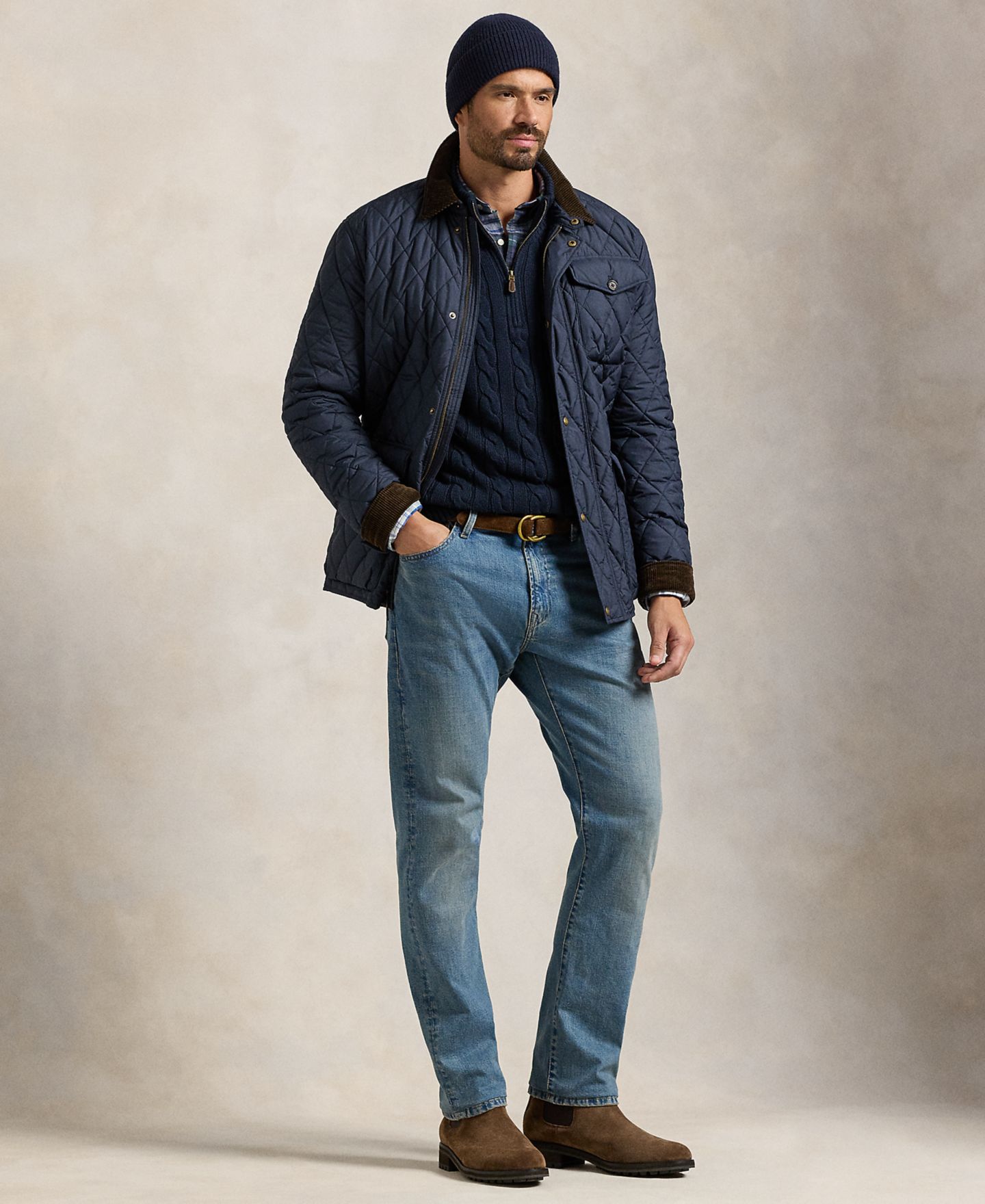 Мужская куртка Polo Ralph Lauren Big & Tall Beaton Quilted Water-Repellent Full-Zip, цвет: Тёмно-синий — фото 4