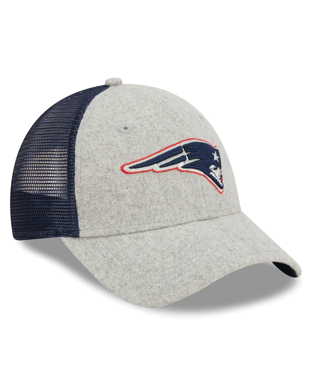 New Era Men'sNavy New England Patriots Pop Trucker 9FORTY Adjustable Hat - Heather Gray, Navy