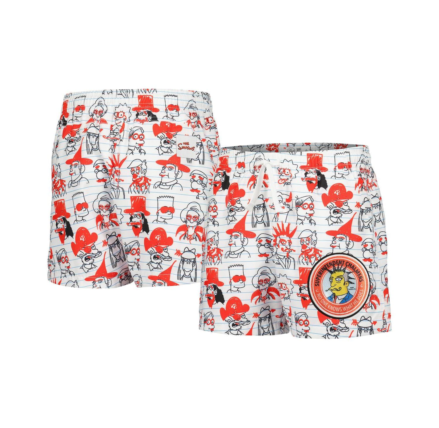 Big Boys and Girls White The Simpsons Bart School Doodles Shorts