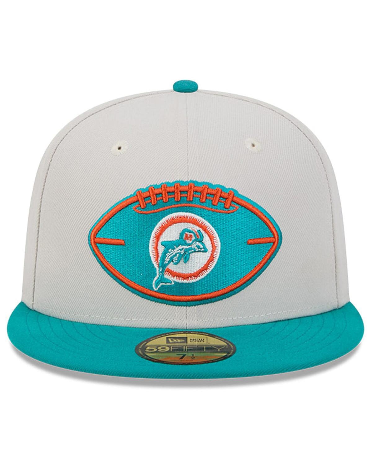 New Era Men'sAqua Miami Dolphins 2024 Sideline Historic 59FIFTY Fitted Hat - Stone, Aqua