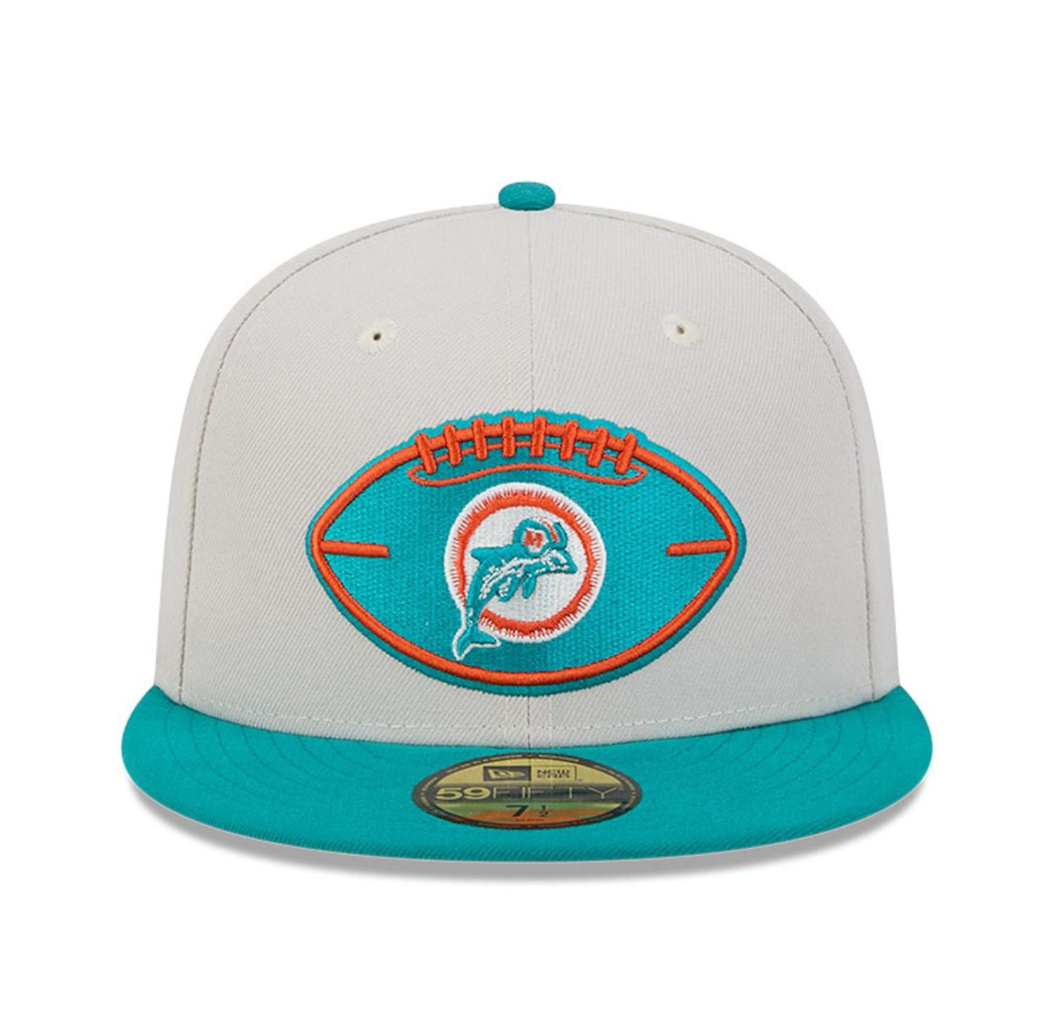 Men's Stone/Aqua Miami Dolphins 2024 Sideline Historic 59FIFTY Fitted Hat