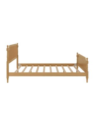 King Antique Walnut Rattan Bed Frame