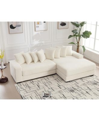 Oversized Velvet L-Shaped Corner Sofa with Pillows