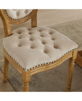  Antique Velvet Dining Chairs with Nailhead Trim (Set of 2)