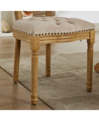  Antique Velvet Dining Chairs with Nailhead Trim (Set of 2)