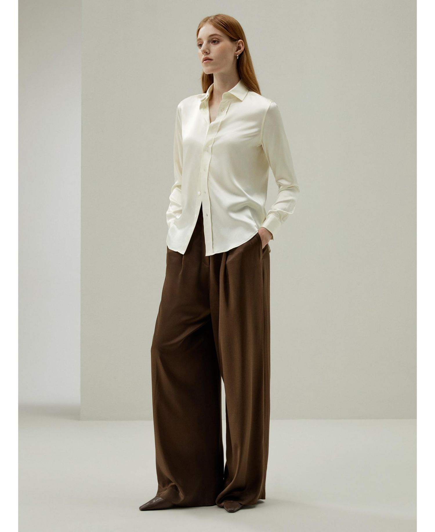 Women's Tailored Button Down Regular Fit Silk Shirt