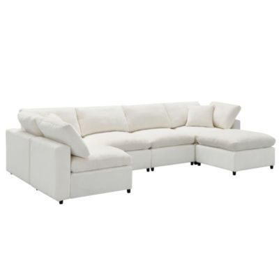 Modern Modular 6-Seat Cloud Sofa Bed with Ottoman