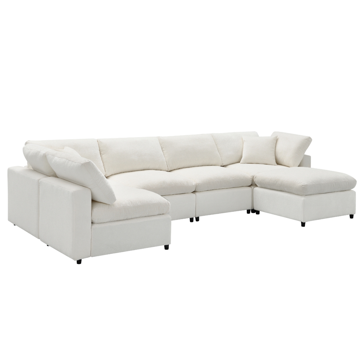 Streamdale Furniture Modern Modular 6-Seat Cloud Sofa Bed with Ottoman