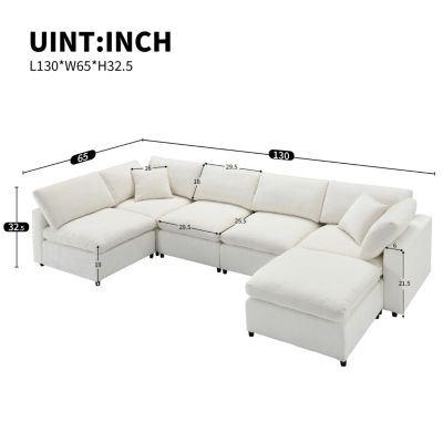 Modern Modular 6-Seat Cloud Sofa Bed with Ottoman