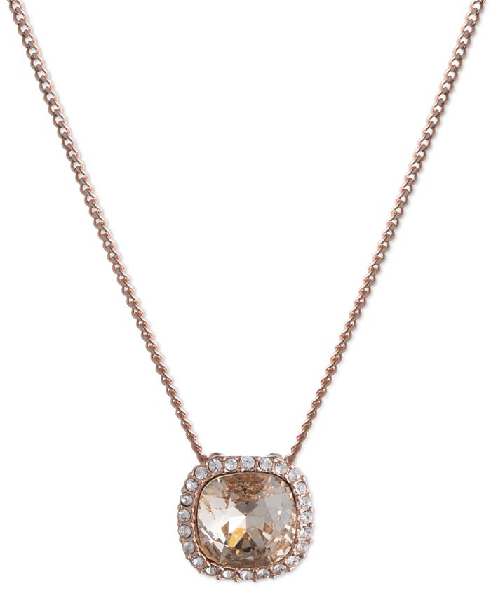 Givenchy Rose Gold-Tone Crystal Cushion Pendant Necklace & Reviews -  Necklaces - Jewelry & Watches - Macy's