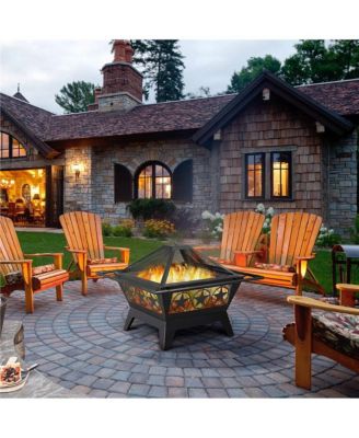 Iron Fire Pit for Patio BBQ Camping Bonfire