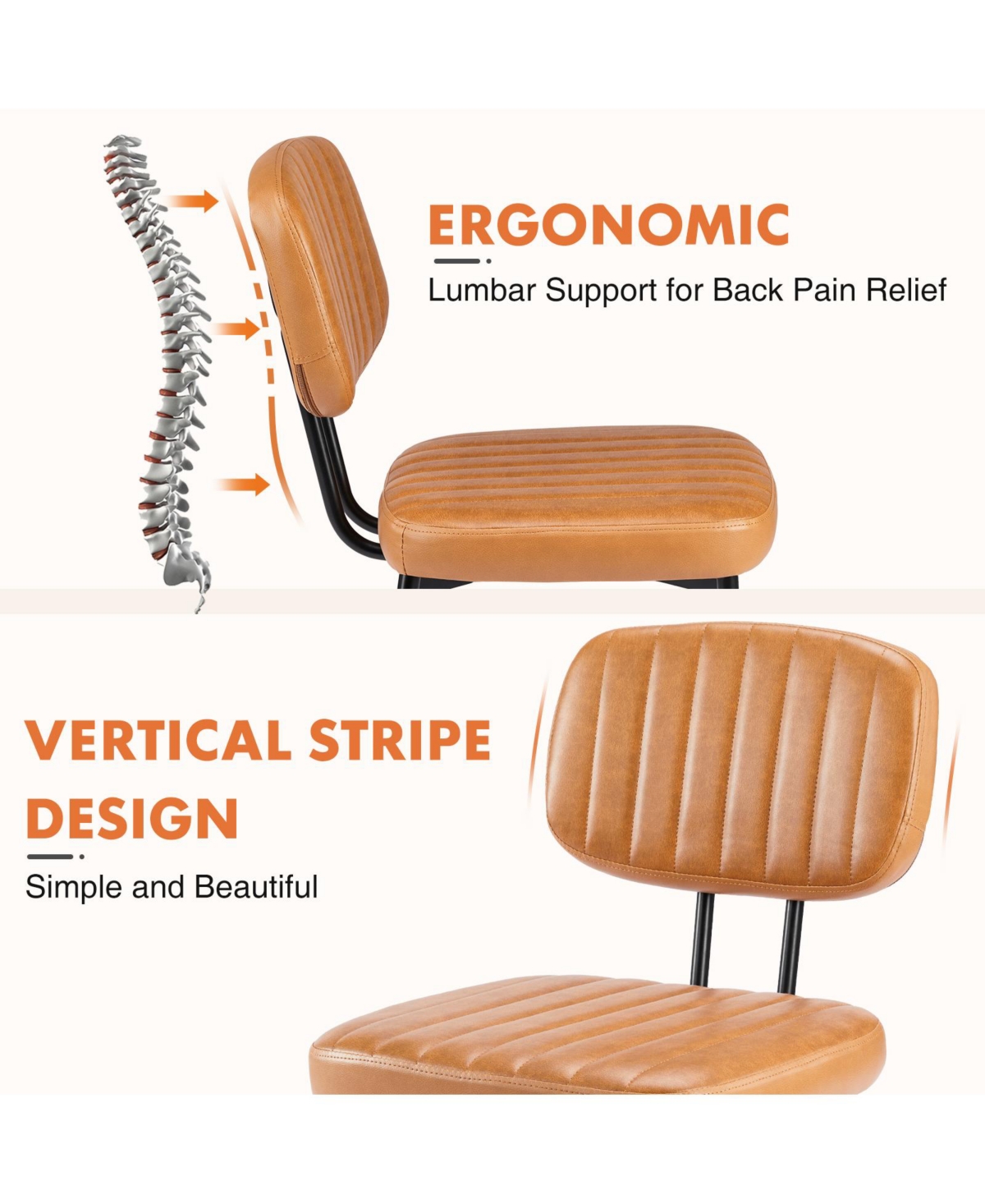 Streamdale Furniture Mid-Century Accent Dining Chairs (Set of 2) with Faux Leather Cushions