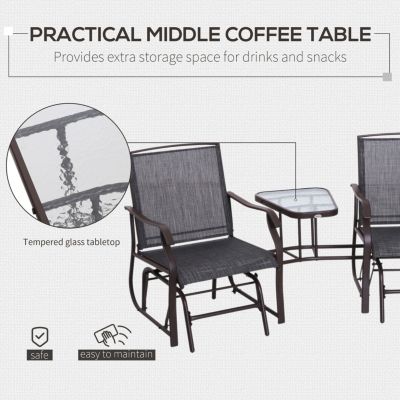 Outdoor Glider Chairs & Coffee Table for Patio & Porch