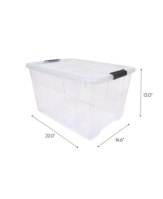 IRIS USA, 60 Quart Stack &amp; Pull Plastic Storage Box with Buckles and Lid, Clear