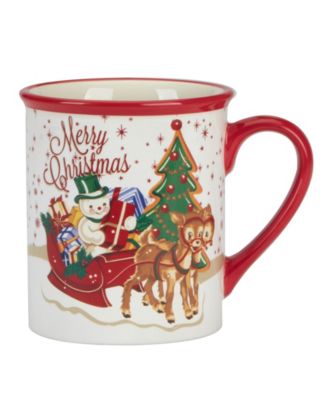 Santa's Retro Christmas Mugs, Set of 4