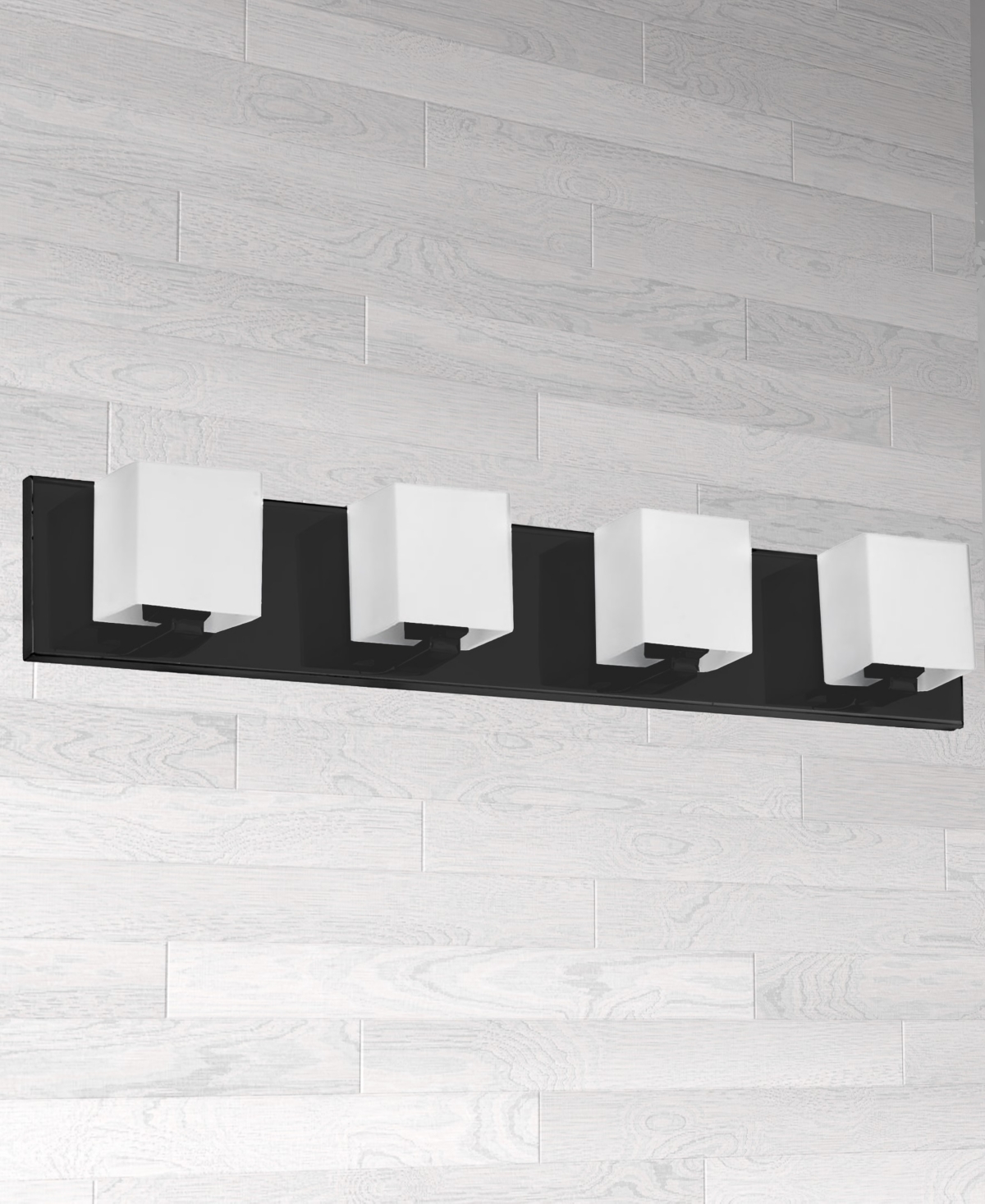 Dainolite Metal, Glass Verona 4 Light Vanity Light with Glass Shade - White