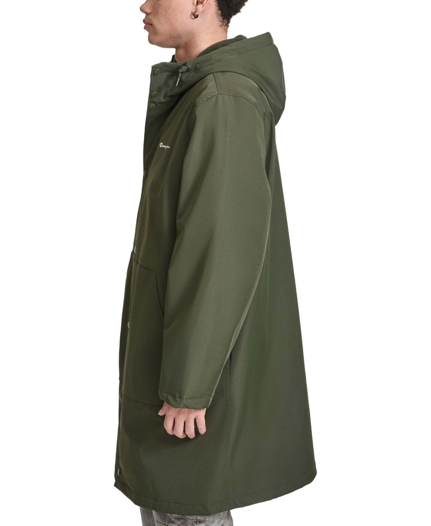 Мужская куртка Champion Hooded Stadium with Fleece Lining, цвет: Тёмно-зелёный ночной — фото 3