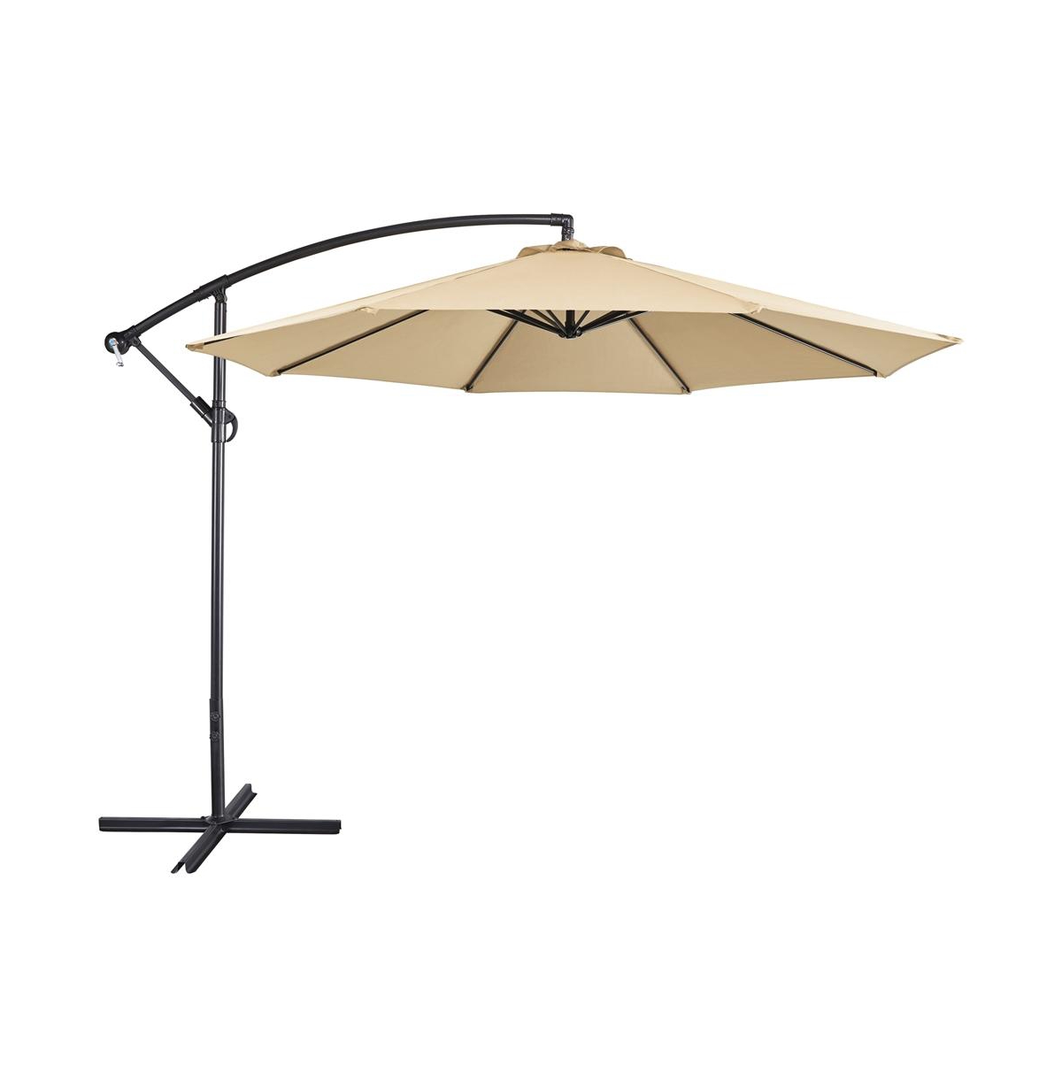 10 Ft Patio Offset Umbrella with Crank and Cross Base - Tan