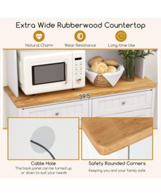 Double Tilt Out Trash Cabinet with Hutch and Rubber Wood Countertop