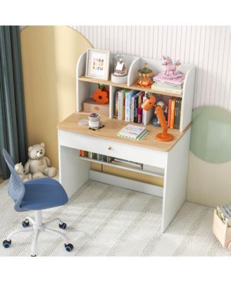 31.5&amp;#x22; Engineered Wood Kids Study Desk with Hutch, Drawer &amp; Rounded Corners &amp;#x2013; Children&#39;s Writing Table