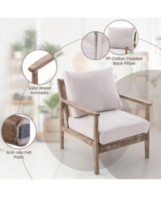 Modern Accent Chair with Solid Rubber Wood Armrests