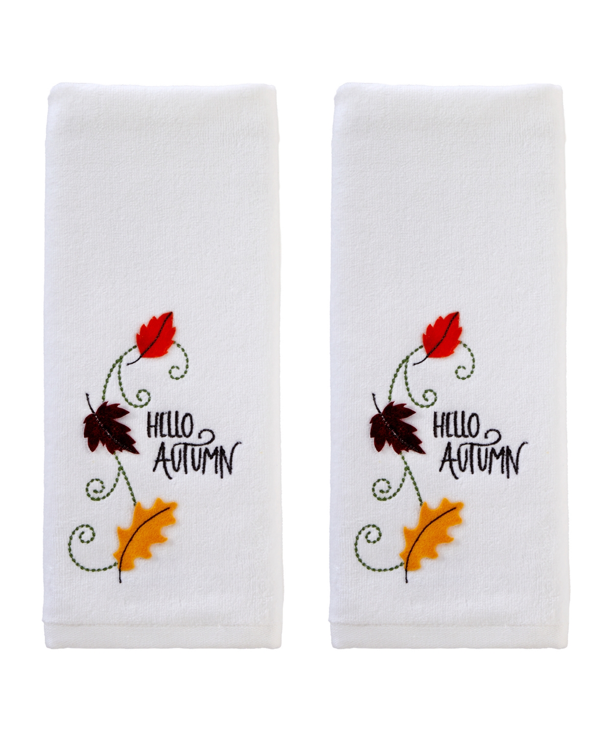 Skl Home Hello Autumn Cotton 2 Piece Hand Towel, 16" X 25" In Optic White