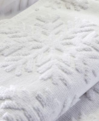 Subtle Snowflakes Jacquard Cotton 2 Piece Hand Towel, 16" x 26"