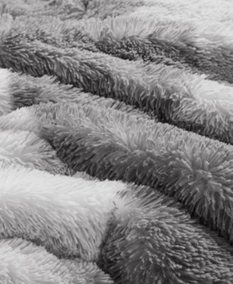 Cassie Ombre Shaggy Faux Fur 3 Piece Comforter Set, Full/Queen