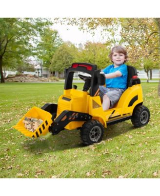 12V Kids Ride On Construction Tractor with Electric Adjustable Bucket