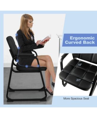 Upholstered Waiting Room Chair with Armrest and Ergonomic Backrest-Black