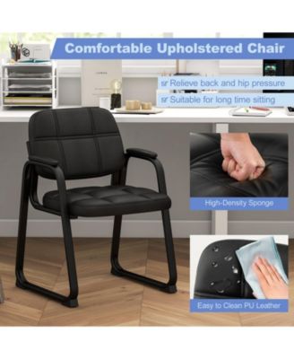 Upholstered Waiting Room Chair with Armrest and Ergonomic Backrest-Black