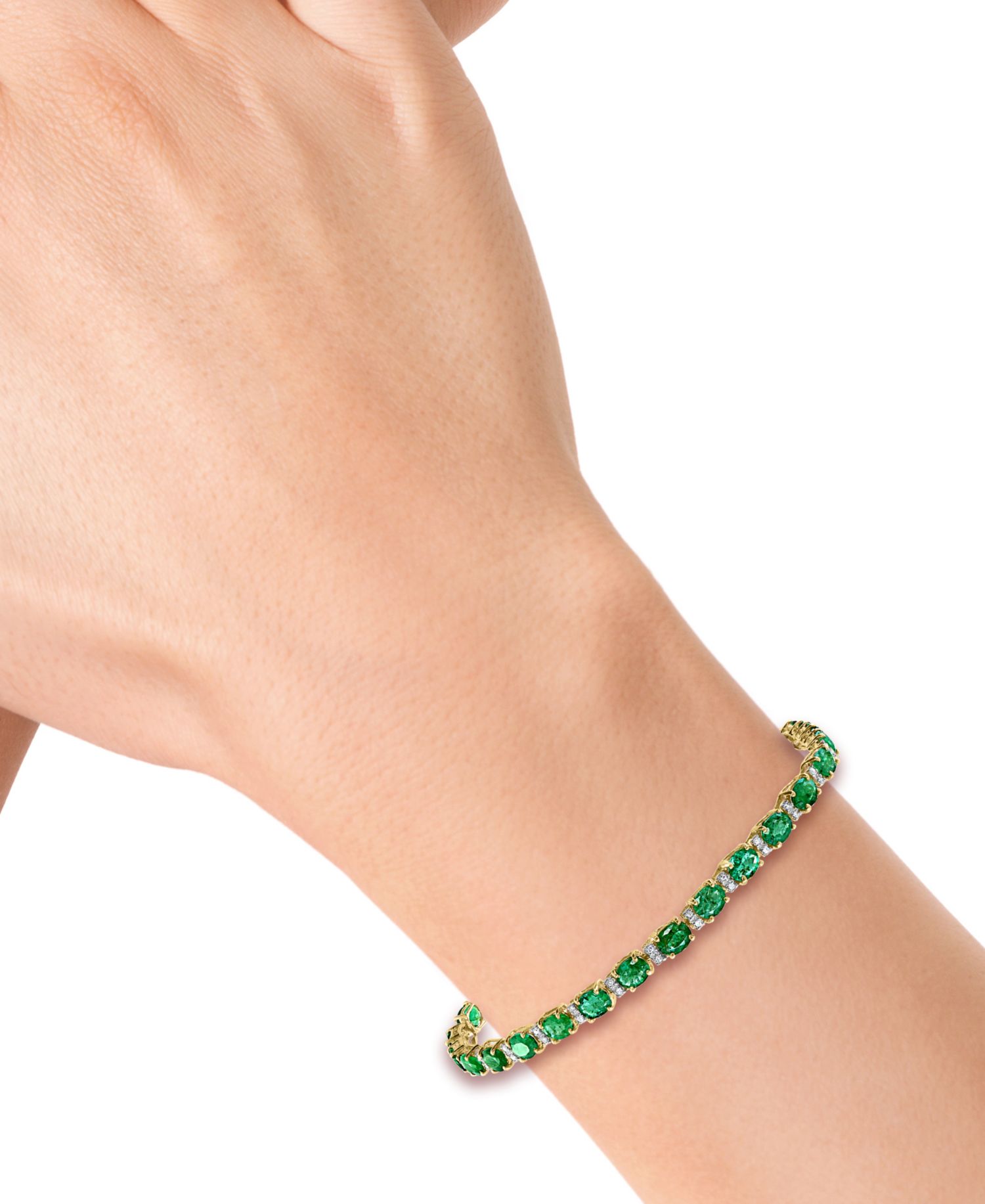 EFFY® Emerald (9-1/3 ct. t.w.) and Diamond (1/4 ct. t.w.) Tennis Bracelet in 14k Gold (Also Available in Brasilica by EFFY® Sapphire)