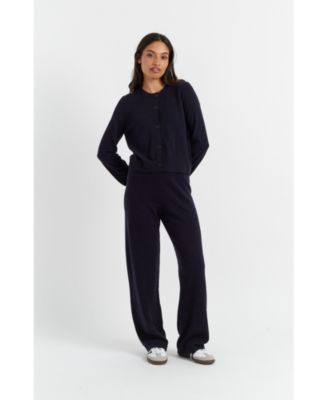 Women's Wool & Cashmere Wide Leg Track Pant