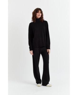 Women's Relaxed Roll Neck Wool & Cashmere Sweater