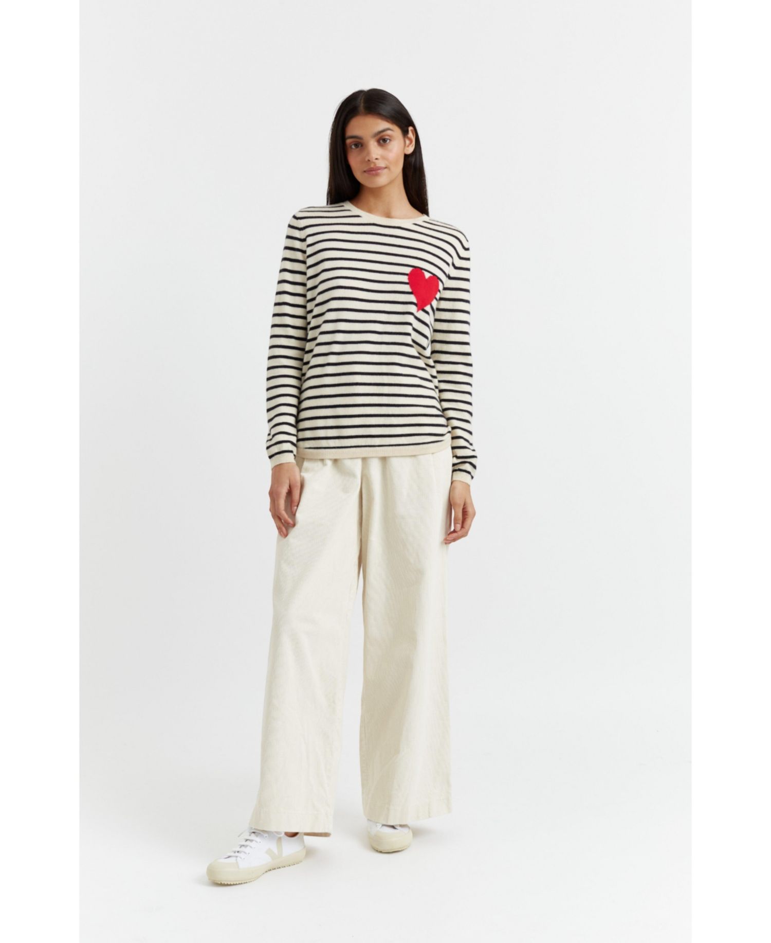 Women's Chinti and Parker Breton Heart Wool and Cashmere Sweater