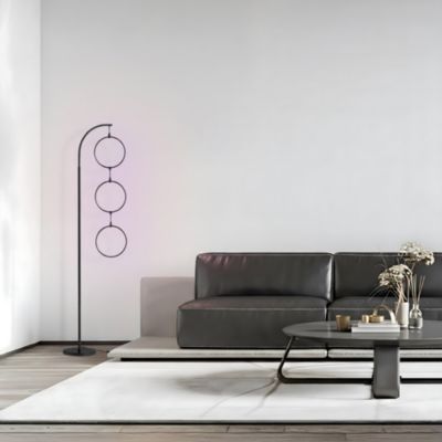 Nova RGB 74" Customizable LED Floor Lamp with Hanging Ring Lights and Color Changing Function