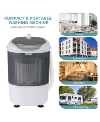 Portable Mini Washing Machine Semi-Automatic Washer and Spinner Combo with Single Tub-Gray