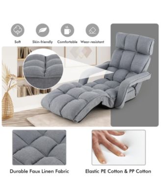 6-Position Adjustable Floor Chair with Adjustable Armrests and Footrest-Gray