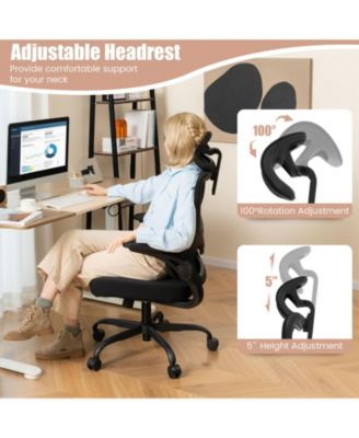 Mesh Office Chair with Adaptive Lumbar Support  Flip-up Armrests  Reclining Backrest-Black