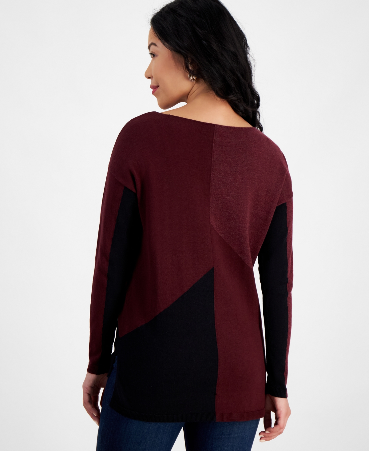 INC INTERNATIONAL CONCEPTS PETITE COLORBLOCKED SWEATER, CREATED FOR MACY'S 